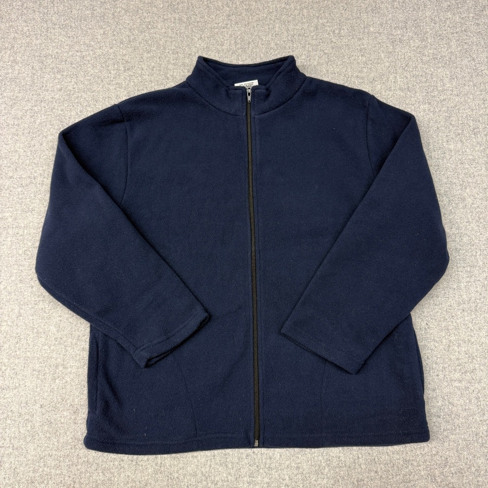 Young USA Fleece Jacket XL Navy Blue Full Zip Mock Neck Soft Warm Layering Coat